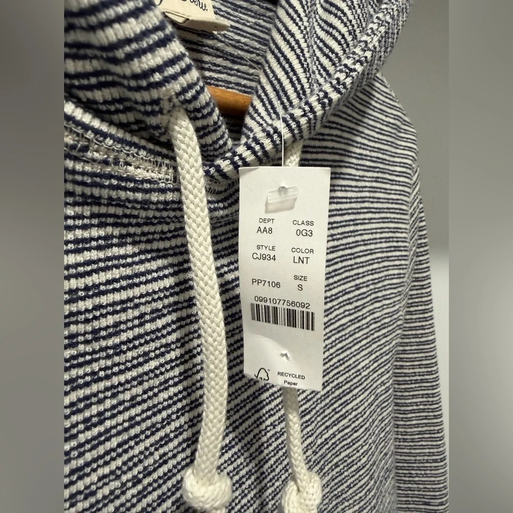 NEW J. Crew Textured hooded sweater-tee in blue stripe size small CJ934